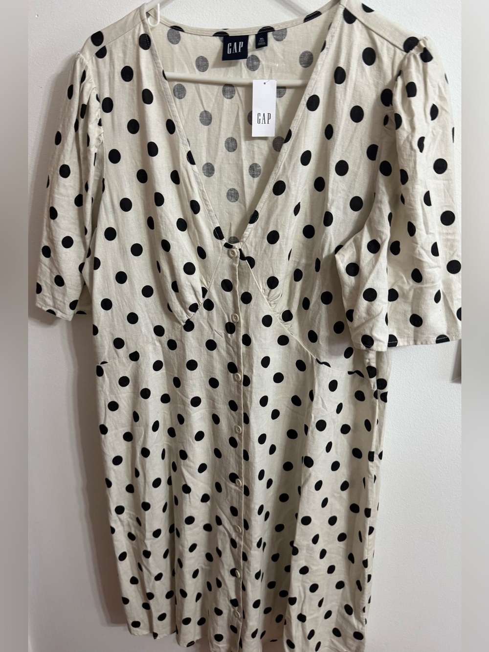 NWT GAP Cream Dress with Black Polka Dots